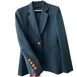 Laurel Teal Wool Blazer Gold Buttons EU 34 Portugal Classic Chic